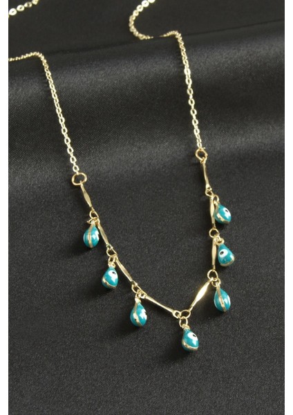 Damla Nazarlı Mineli Kolye modelleri