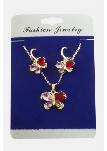 Kelebek Zirkon Taşlı Set Kolye