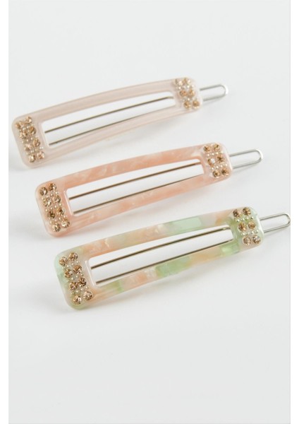 Dikdörtgen Taşlı Klipsli Toka