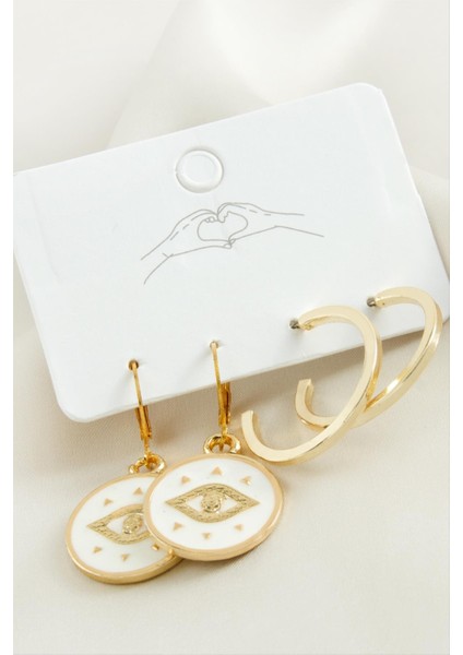 4 Adet Göz Mineli Halka Küpe fırsatları