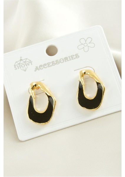 Oval Mineli Metal Küpe modelleri