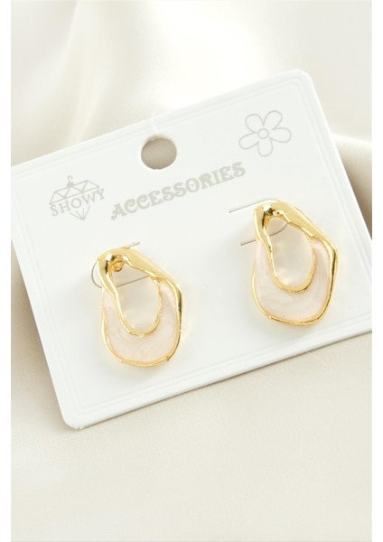 Oval Mineli Metal Küpe indirimleri