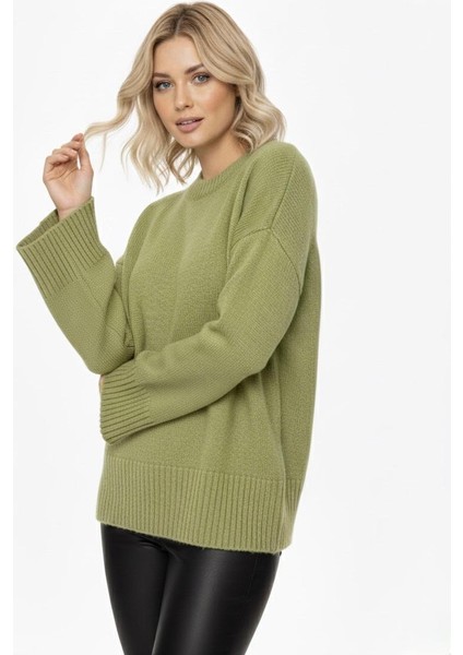 Basic Kadın Kazak Yeşil Oversize fiyatları