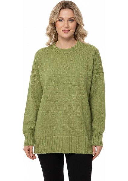 Basic Kadın Kazak Yeşil Oversize modelleri