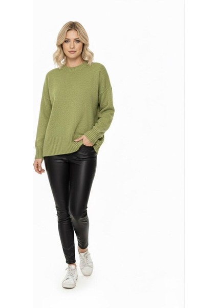 Basic Kadın Kazak Yeşil Oversize indirimleri