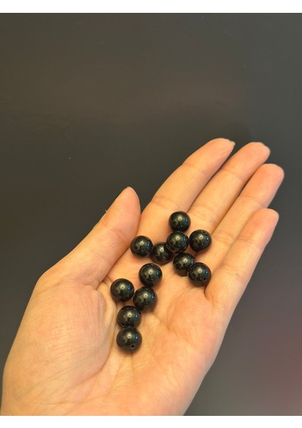 12 Adet Siyah Delikli Cam Boncuk Set 0,80 mm fırsatları