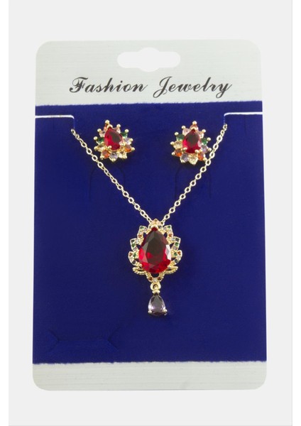 Oval Zirkon Taşlı Set Kolye modelleri