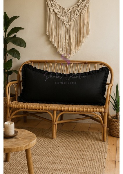 Fırfırlı Vintage Buldan Siyah Renk Iskandinav Uzun 40X100 Kırlent Yastık (Içi Dolgulu) fiyatları