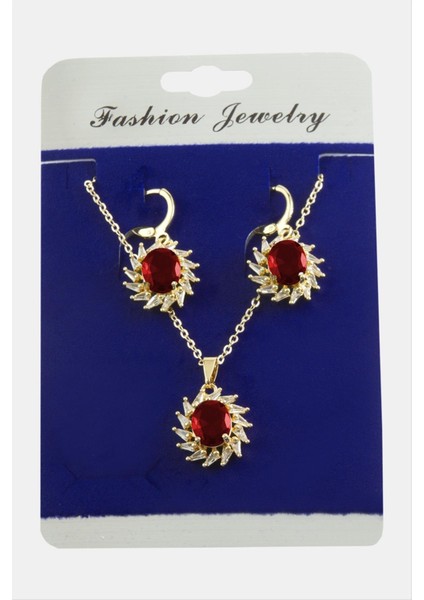 Dikdörtgen Zirkon Taşlı Set Kolye fiyatları