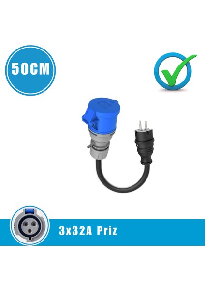 7,4kW Elektrikli Araç Şarj Cihazı için 50Cm Monofaze Fişli Dönüştürücü Adaptör fiyatları