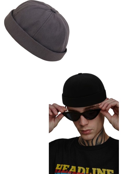 Ayarlanabilir Gri-Siyah Retro Takke Yazlık 2.li Set