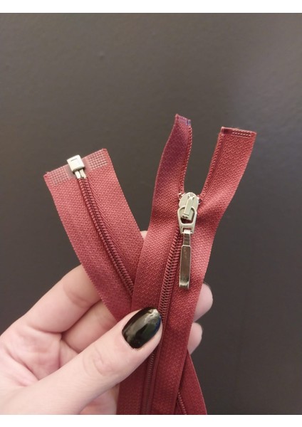 Ince Dişli Kiremit Rengi Fermuar 53X2 cm fiyatları