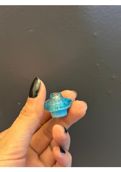 Turkuaz Cam Desenli Takı Boncuğu 2 cm modelleri