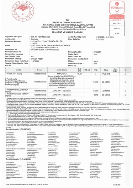 Organik Bebek Tarhanası 400 Gr +6 Ay Pestisit Raporlu indirimleri