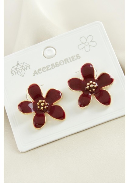 Çiçek Mineli Metal Küpe fırsatları