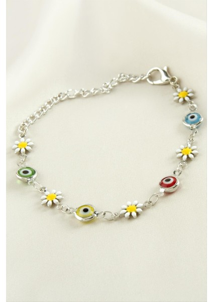 Papatya Nazar Boncuk Mineli Bileklik