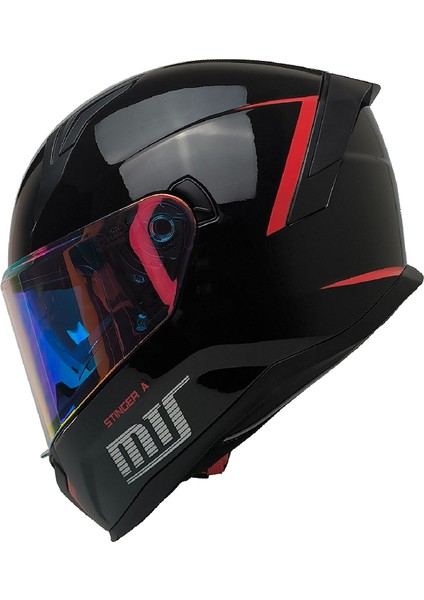 Motosiklet Kask Ece 22.R06 Güneş Vizörlü Full Face Motor Kaskı Stinger Siyah Yeni