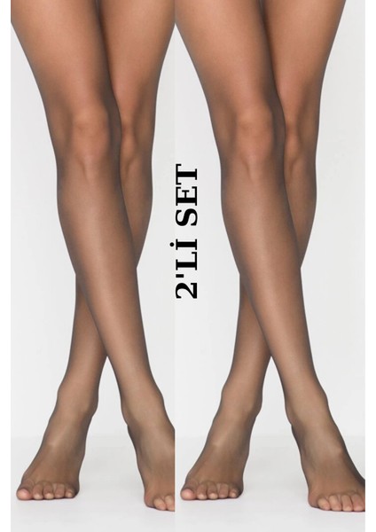 Süper Ince Kaçmaz Siyah Renkli 2'li Set Hayalet Külotlu Çorap