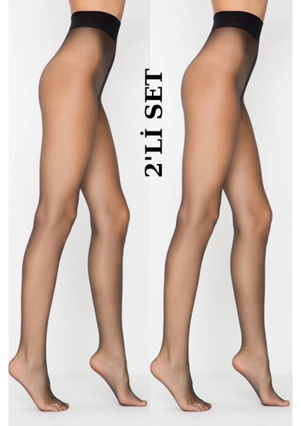Süper Ince Kaçmaz Siyah Renkli 2'li Set Hayalet Külotlu Çorap modelleri