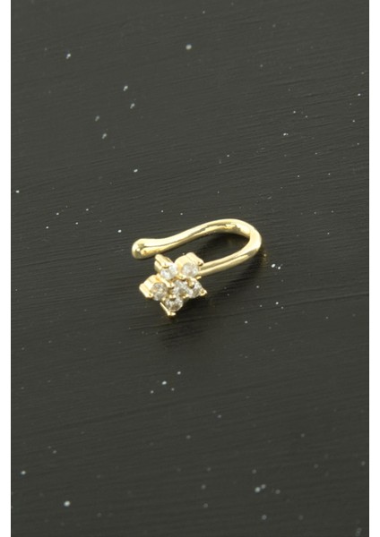 Allzey Papatya Tragus Zirkon Taşlı Piercing 1 Adet-Sarı