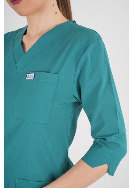 Unisex Ameliyat Yeşili Violet Model Scrubs Takım Doktor Hemşire Üniforması fiyatları