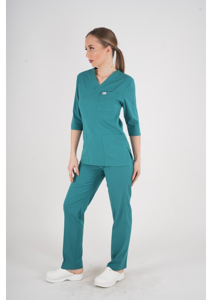 Unisex Ameliyat Yeşili Violet Model Scrubs Takım Doktor Hemşire Üniforması fırsatları
