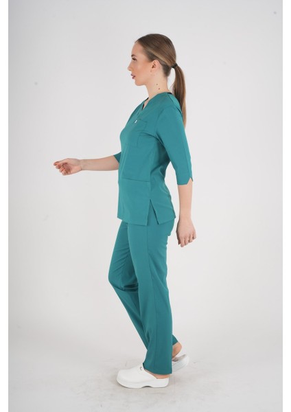 Unisex Ameliyat Yeşili Violet Model Scrubs Takım Doktor Hemşire Üniforması indirimleri
