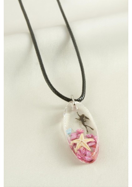 Allzey Deniz Yıldızı Elips Epoksi Kolye-Pembe fiyatları