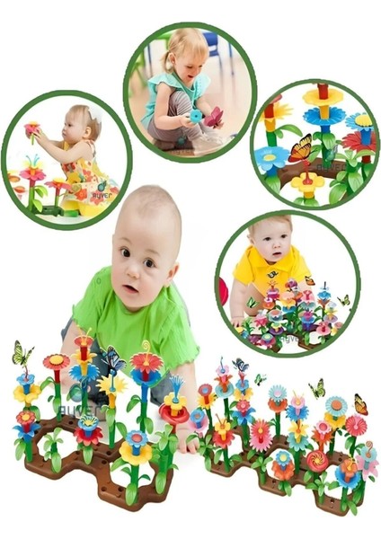 104 Parça Bahçe Çiçek Yapım Seti Eğitici Oyuncak Yapboz Bul Tak Puzzle