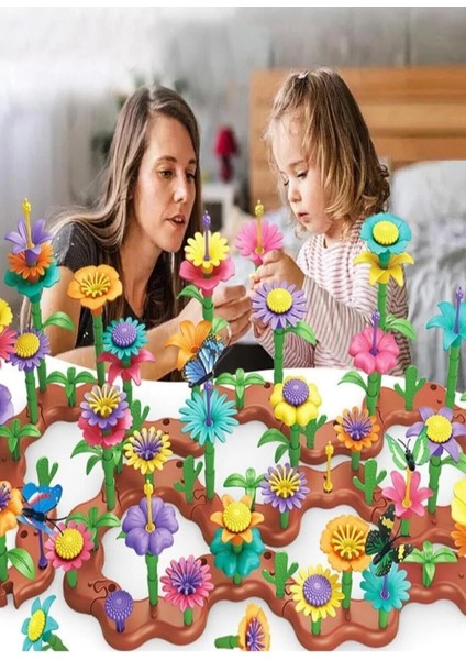 104 Parça Bahçe Çiçek Yapım Seti Eğitici Oyuncak Yapboz Bul Tak Puzzle
