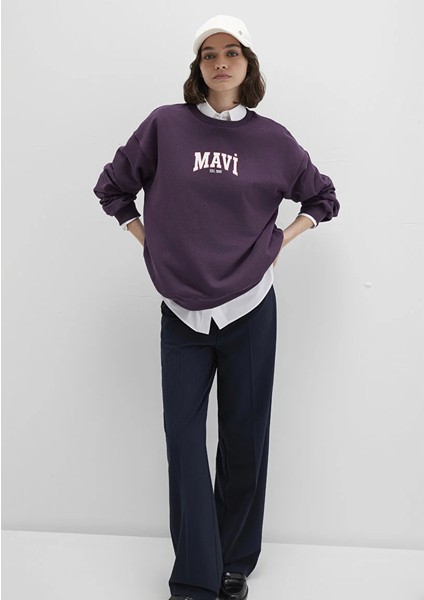 Mavi Logo Baskılı Mor Sweatshirt 1S10372-70635