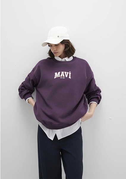 Mavi Logo Baskılı Mor Sweatshirt 1S10372-70635 fırsatları