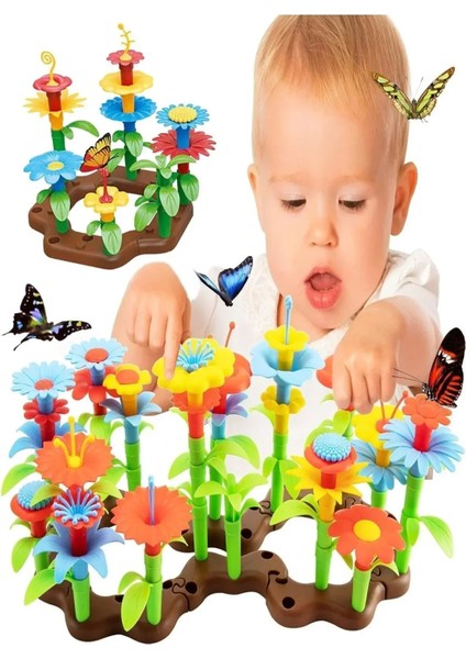 52 Parça Bahçe Çiçek Yapım Seti Yapboz Bul Tak Puzzle Eğitici Oyuncak