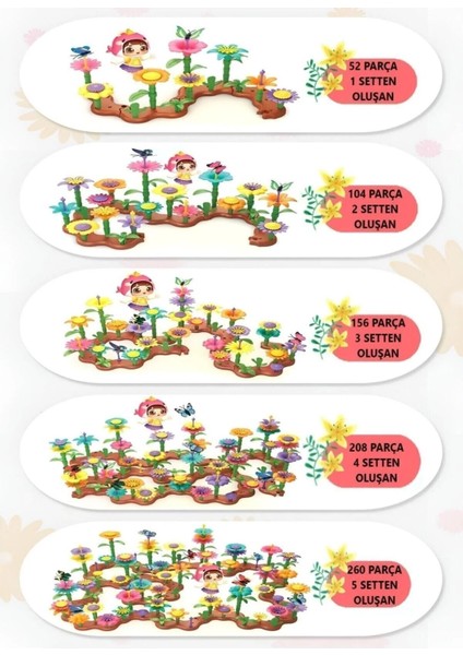52 Parça Bahçe Çiçek Yapım Seti Yapboz Bul Tak Puzzle Eğitici Oyuncak