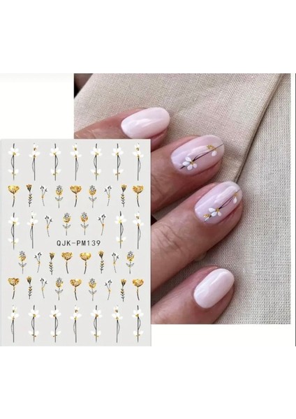 Gold Parıltılı Dallar Tırnak Süsleme Stickerı Nail Art Süslemeleri