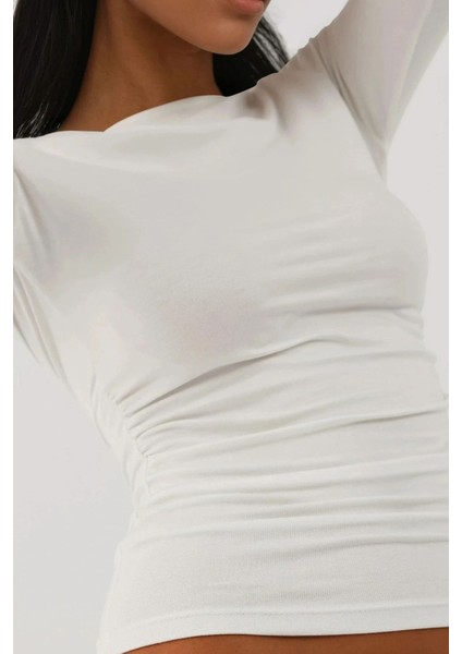 Kadın Soft Uzun Kollu Vücudu Saran Üst Busem Collection White fiyatları