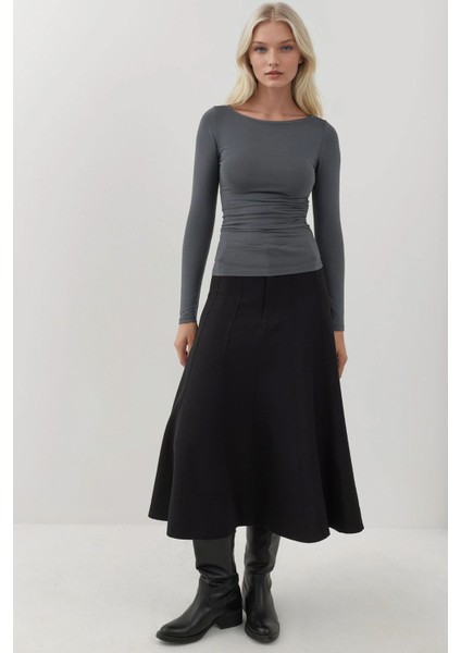 Kadın Soft Uzun Kollu Vücudu Saran Üst Busem Collection Grey modelleri