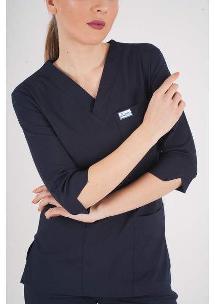 Unisex Lacivert Violet Model Scrubs Takım Doktor Hemşire Üniforması fiyatları
