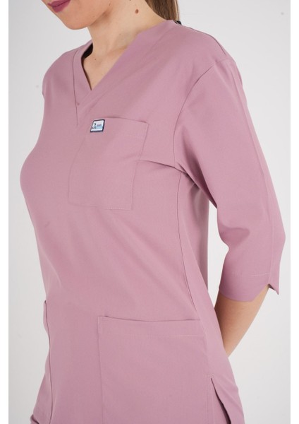 Unisex Pudra Violet Model Scrubs Takım Doktor Hemşire Üniforması modelleri