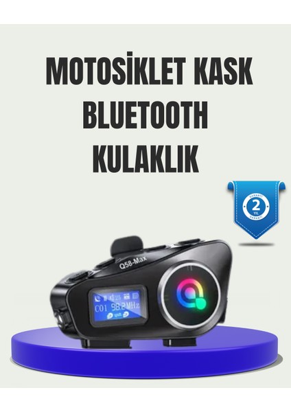 Allzey IP65 Suya Dalı Kask Bluetooth Kulaklık LCD Ekranlı