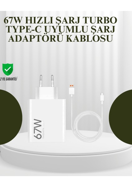 Allzey 67W Güçlü Şarj Adaptörü ve Turbo Kablo Uzun Ömürlü Dalı Tasarım