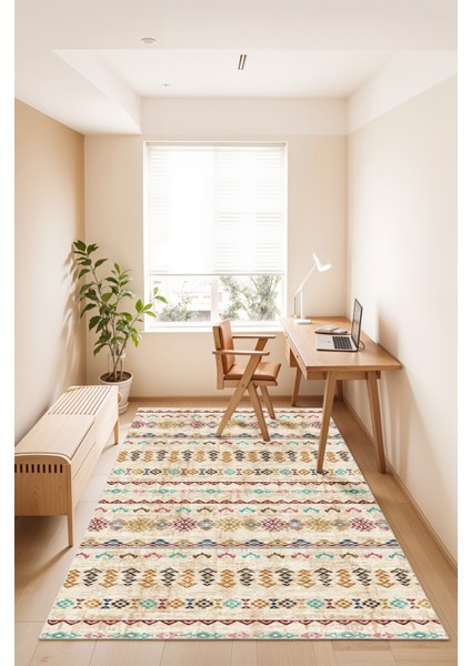 Etnik Desenli Bohem Yıkanabilir Salon Halısı