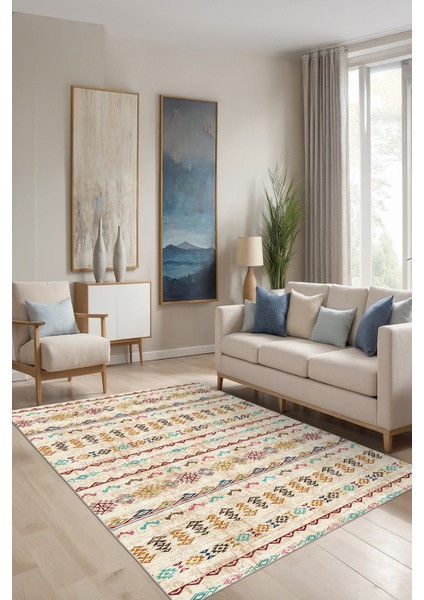Etnik Desenli Bohem Yıkanabilir Salon Halısı fiyatları