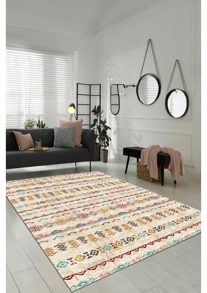 Etnik Desenli Bohem Yıkanabilir Salon Halısı modelleri
