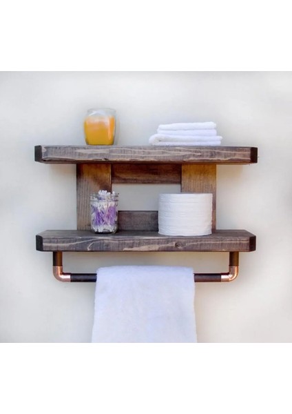Ahşap Banyo Rafı, Rustic Banyo Düzenleyici, Ahşap Havluluk Raf, Ahşap Havluluk