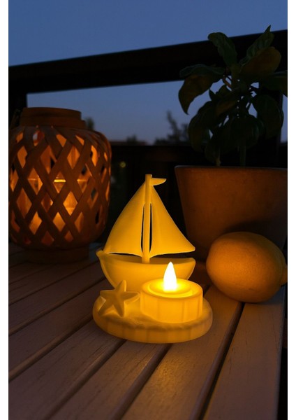 Yelkenli Mumluk Dekoratif Deniz Temalı Dekor Pilli Mum Ile Kullanım Ev Balkon Aksesuarları fiyatları
