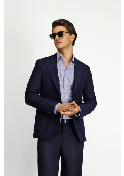 Slim Fit Yünlü Armürlü Ceket modelleri