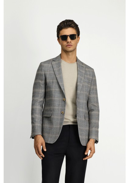 Regular Fit Ekose Klasik Ceket