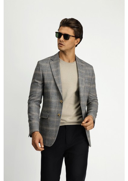 Regular Fit Ekose Klasik Ceket