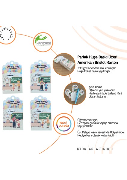 Öğretmenler Günü Not/teşekkür Kartı 40 Adet 4,5-7,5cm Öğretmenler Günü Kutlu Olsun Hediye Sallantı Kartı